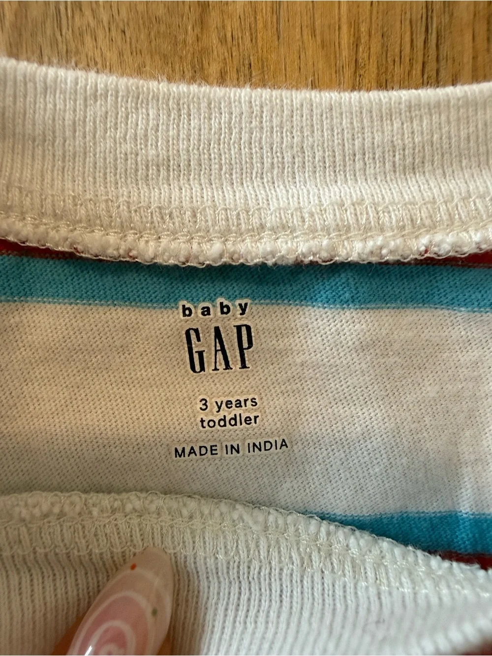 Baby Gap Toddler Boys Striped Pocket T-Shirt 3 Years | Red White Blue Cotton Tee